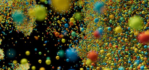 Abstract background of vibrant, multicolored spheres exploding. Perfect for tech, energy, or design projects.