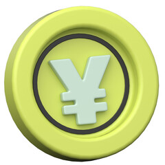 Obraz premium Yen Coin 3D icon on transparent