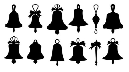 set of bell silhouette vector on tranparent background