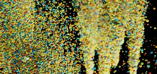 Abstract background of vibrant spheres falling on black. Perfect for technology, energy, or design concepts.