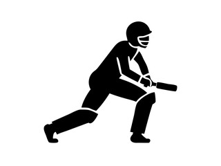 Cricket Player Defensive Stance Silhouette