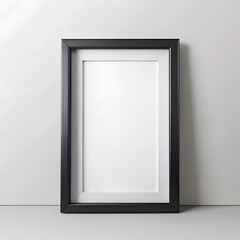 Realistic Tall Picture Frame Mockup Black Border on White Background