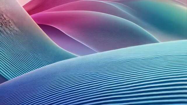 Abstract gradient waves of parallel lines in motion, pastel color scheme, smooth flowing, minimalist design, undulating surface, soft lighting