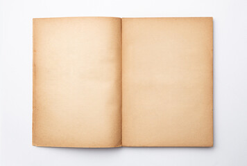 Old book open isolated on white background