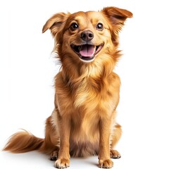 Smiling Mixed-Breed Dog Wagging Tail – Isolated Pet Image