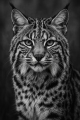 Obraz premium Majestic Bobcat Portrait in Black and White