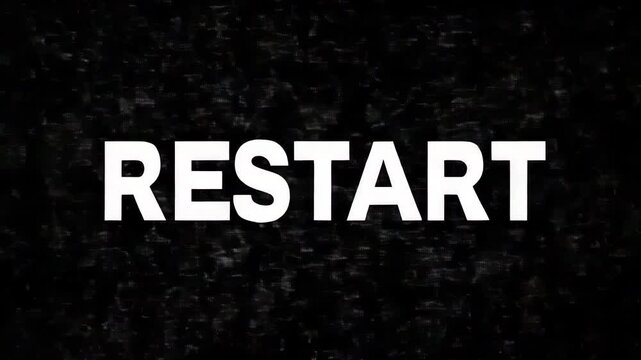 Try Again text with glitch effect background video.