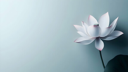 Obraz premium Elegant lotus flower with soft petals and a serene backdrop creates a tranquil atmosphere