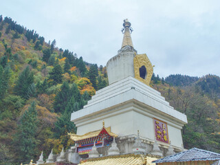 Sanhe Pagoda in the Tibetan Village of Yangrong Hade in Sichuan
