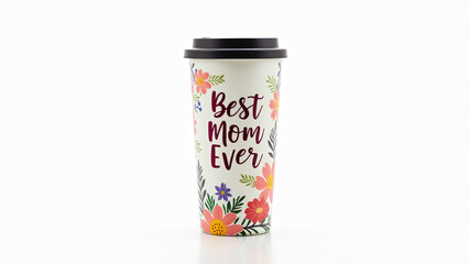 Best Mom Ever Floral Insulated Tumbler with White Background. Mother's Day Gift
