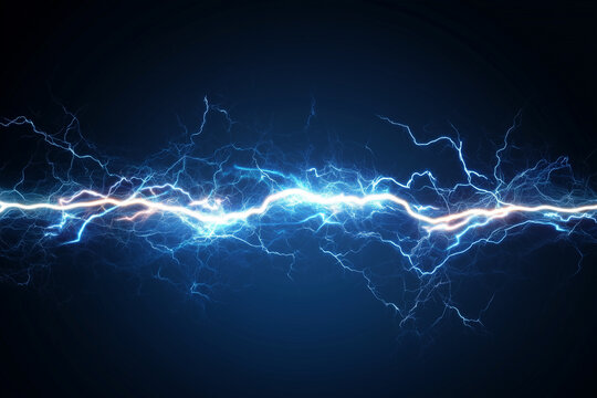 Blue background and the power of electric lightning