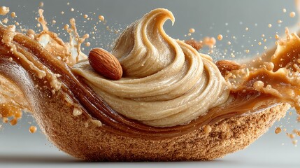 Delicious Almond Butter Splash with Brown Liquid