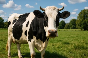 Holstein cow grazing field
