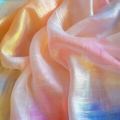 Fototapeta premium Soft Pastel Rainbow Fabric with Shimmering Texture