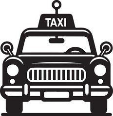 Obraz premium Taxi cab front view with silhouette vector on a white background 