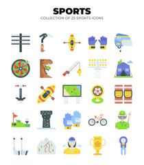 Collection of 25 Sport Icons. Summer. Winter and Ball Games