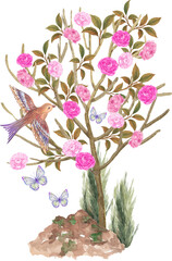 Vintage watercolor botanical floral illustration