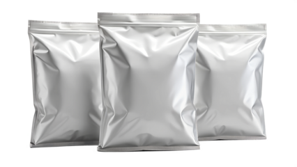 Set of white blank foil food pack bag packaging