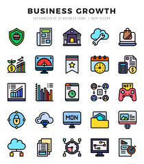 Business Growth icons set. Collection of simple Lineal Color web icons.