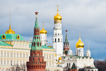 Moscow Kremlin view in winter day. Russia