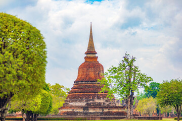 Pagoda ruin at Sukhothai historical park of Sukhothai province, Thailand, Asia.