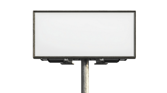 Empty outdoor billboard for commercial advertisement, isolated on transparent background. PNG