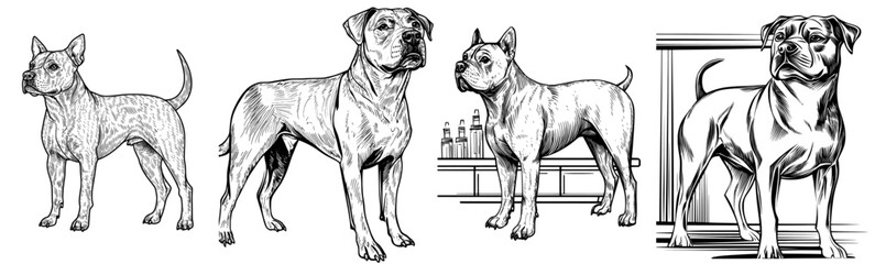 A bull terrier dog is shown in profile, its black silhouette highlighting its unique characteristics