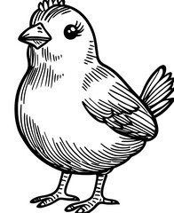 The silhouette of a cute cartoon chick in black features a simple yet playful design