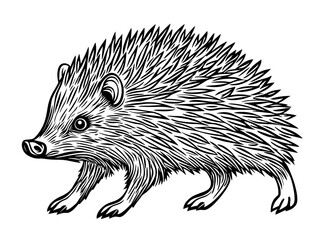 The shape of a hedgehog is stylized and rounded, with spines that add accent to its silhouette