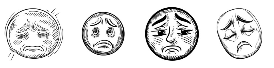 A puzzled emoticon face is isolated as an emoji, representing doubt, and is modern or uncertain in its thinking smiley expression