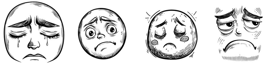 A tired or unhappy emoticon is shown in isolation from the side, represented by an emoji, symbolizing modern dissatisfaction