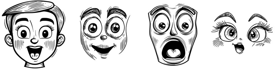 A modern, isolated icon of a monster face is depicted with cartoon emotion, specifically a Halloween creature with sharp fangs and goggle eyes, its mouth open in surprise, resembling a ghost or alien