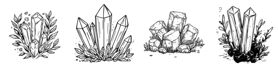 The crystal gem, including gemstones, mineral stones, and precious jewels, is represented as a modern isolated icon, possibly a diamond or quartz rock, ice, game jewelry, or glass rhinestone, with a