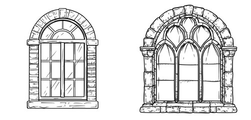 A medieval Arabic castle is depicted with a modern window, showcasing an ancient temple or cathedral exterior with distinctive red sandstone and metalwork