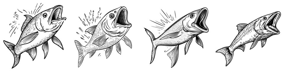 The modern isolated icon is either a pike fish or a freshwater pickerel and walleye, and also includes freshwater and marine fish