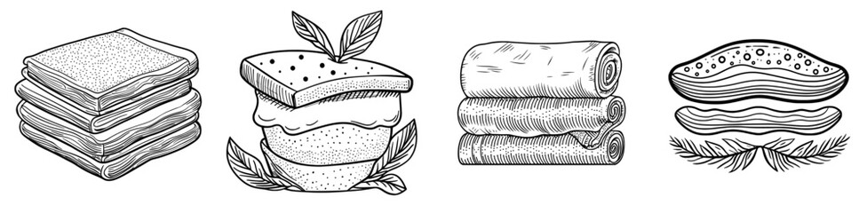 Modern layered fabric fiber material features a waterproof level layer that stacks to create an isolated outline of fiber material icon