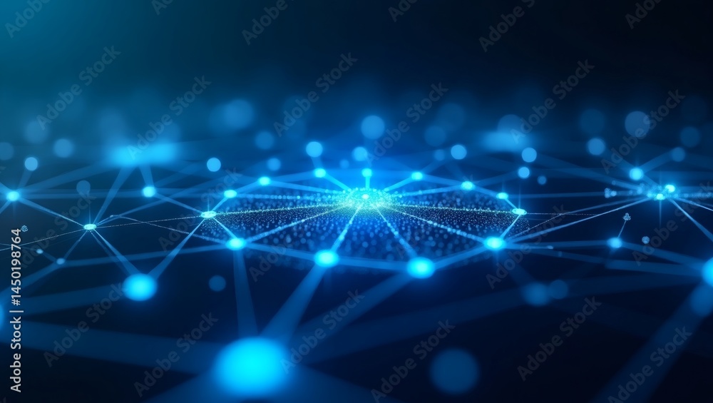 Poster a captivating digital network, with interconnected nodes glowing with futuristic appeal