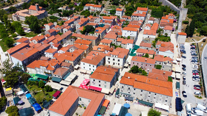 Ston, Croatia. Aerial drone view