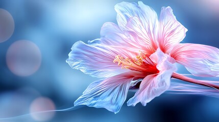 Hibiscus Flower with Blue Bokeh Background