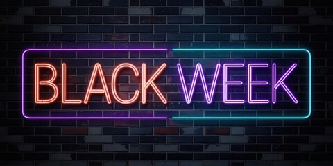 Neon Black Friday sign on a brick wall.
