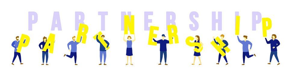 png partnership employee teamwork cartoon fit shape challenge concept solution design man woman mini goal build cooperation

