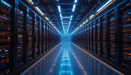 Obraz premium Server Room with Lights