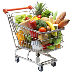 Shopping cart with full of grocery