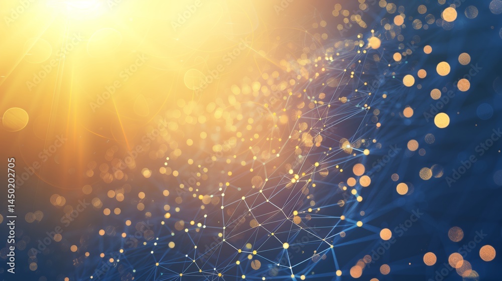 Poster abstract representation of artificial intelligence, glowing neural network lines forming a brain sha