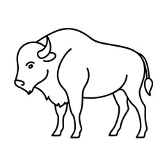 European Bison Outline Line Art Vector Drawing