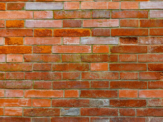 Feuchte und verschmutzte Backsteinmauer