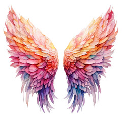 Fototapeta premium Watercolor wings with vibrant colors