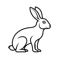 European Hare Outline Line Art Vector Drawing