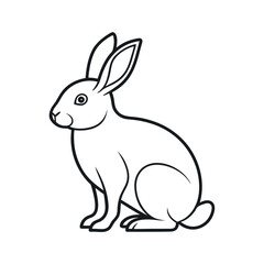 European Rabbit Outline Bunny Line Art Vector