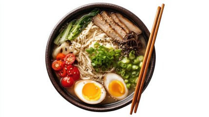 Delicious ramen noodle dish with assorted toppings